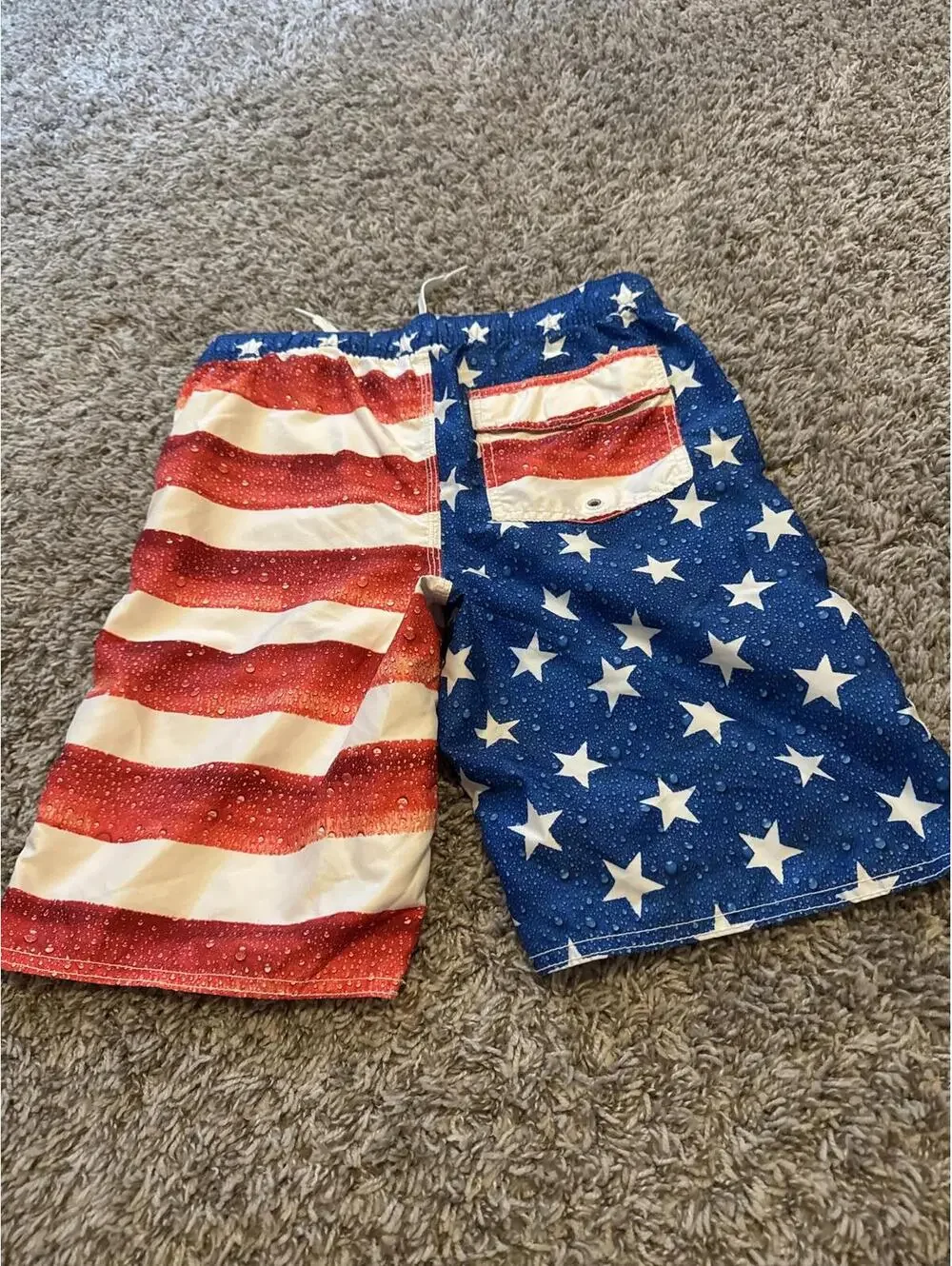 Old Navy Kids American Flag Swim Shorts Large Blue Red